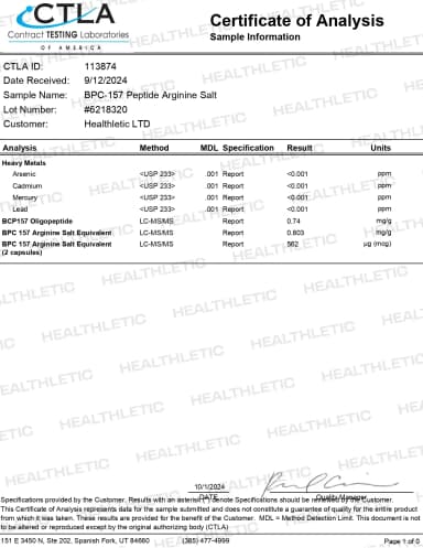 BPC-157 third-party lab test results