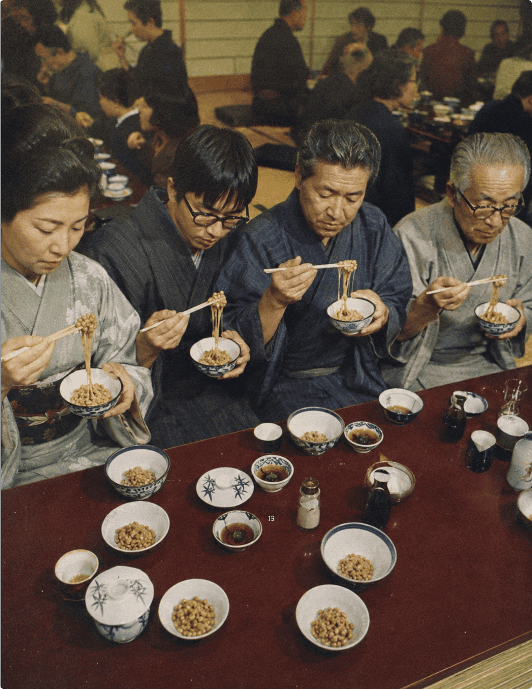 Families in Japan sharing a traditional natto breakfast